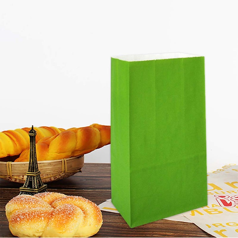 KEYYOOMY Small Bright Color Paper Bags Green Party Favor Bags Party Goodie Bag Paper Lunch Bag (Green, 50 CT, 4.7 X 2.4 X 8.7 In) - Image 5